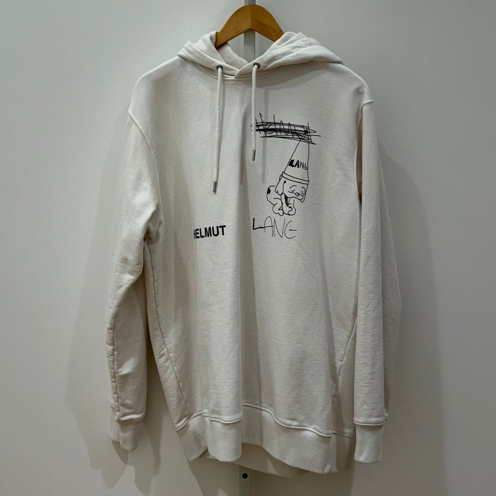 Helmut Lang White Graphic Hoodie